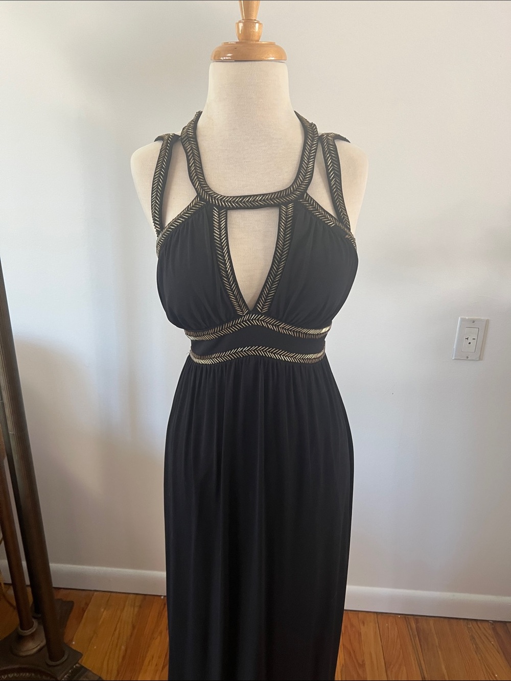 Guess black maxi dress gold beading